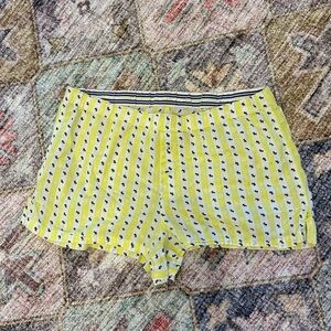 Vintage Victorias Secret Yellow Striped Pajama boxer lounge Shorts dog pattern M